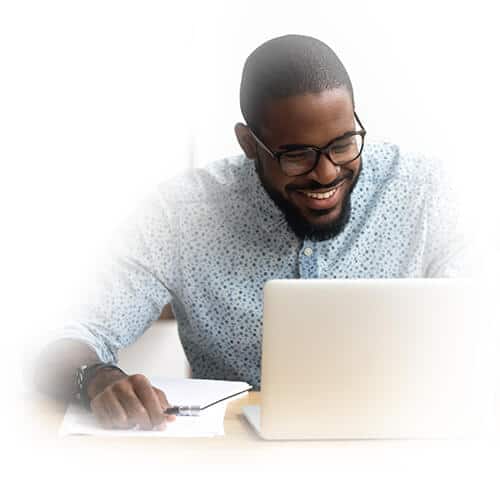 Student on computer