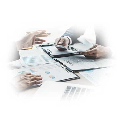 Table with financial papers
